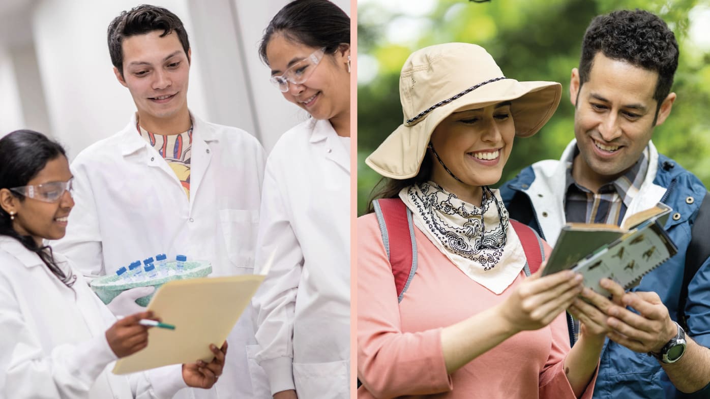 immunologia-scienziati-ricercatori-che-lavorano-coppia-che-guarda-una-guida-di-viaggio